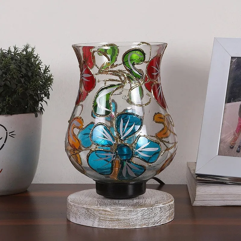 Twilight Mosaic Glass Table Lamp With Wooden Base - Multicolor media 4