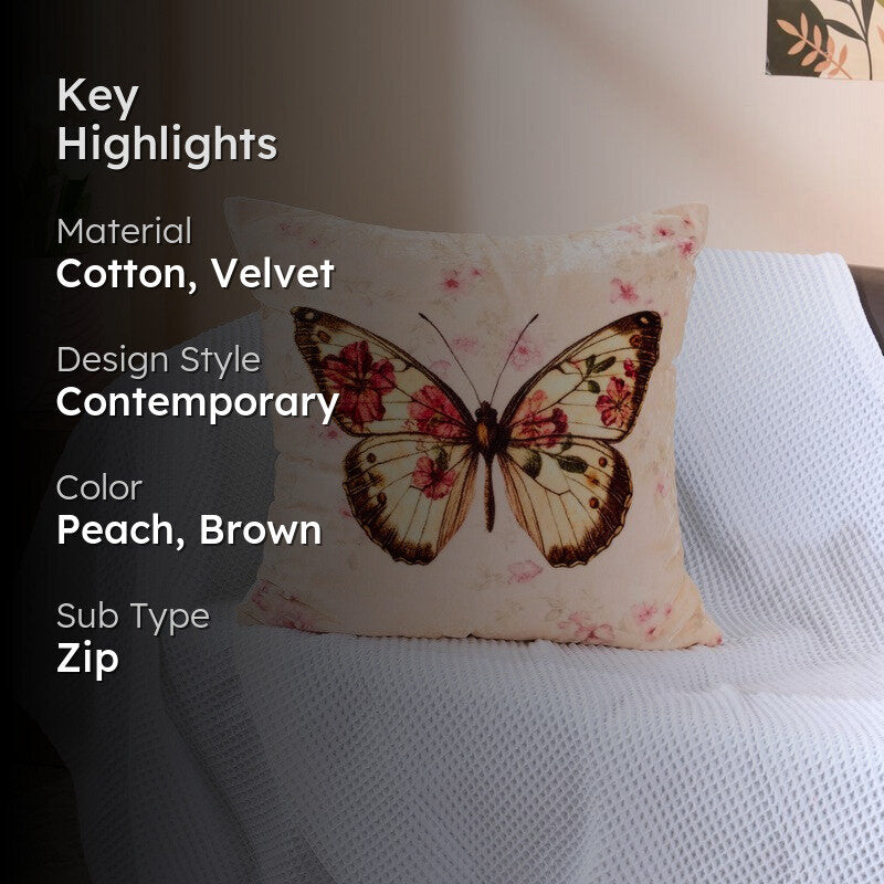 Butterfly Bloom Cotton Velvet Cushion media 2
