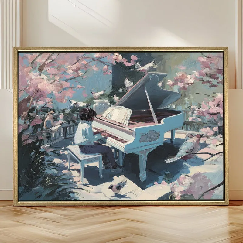 Floral Piano Canvas Wall Painting With Frame media 4