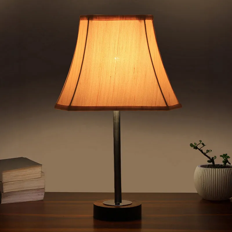 Ceylon Rodin Wooden Table Lamp - OffWhite,Silver,Brown media 1