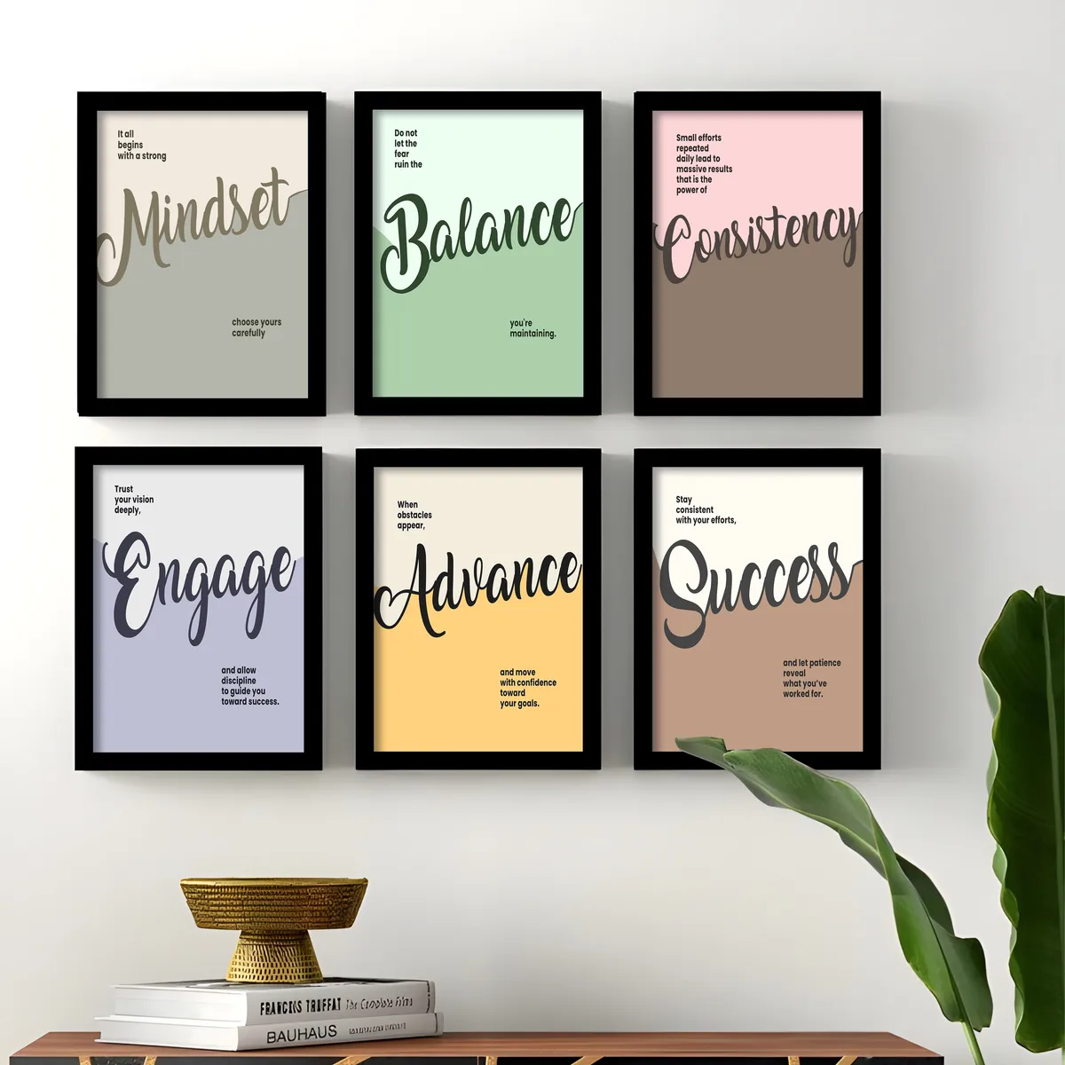 Wellness Quote Wall Painting With Frame - Set Of Six media 11