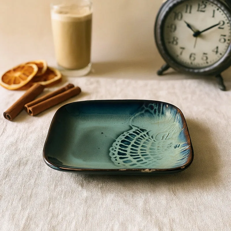 Planar Ceramic Platter - Grey - Green media 1