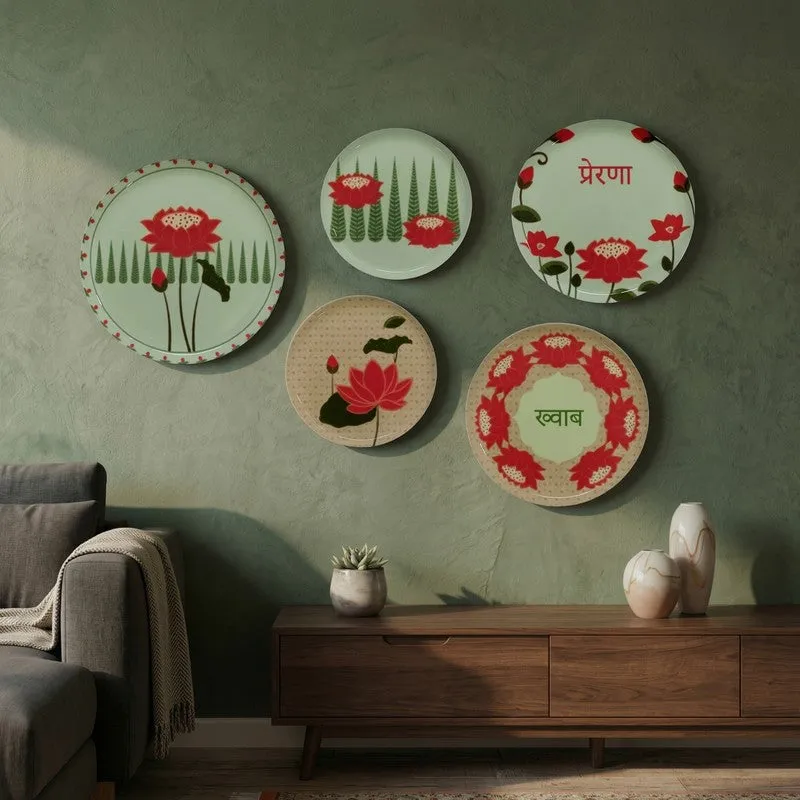Lotus Harmony Metal Wall Plates - Set of Five media 1