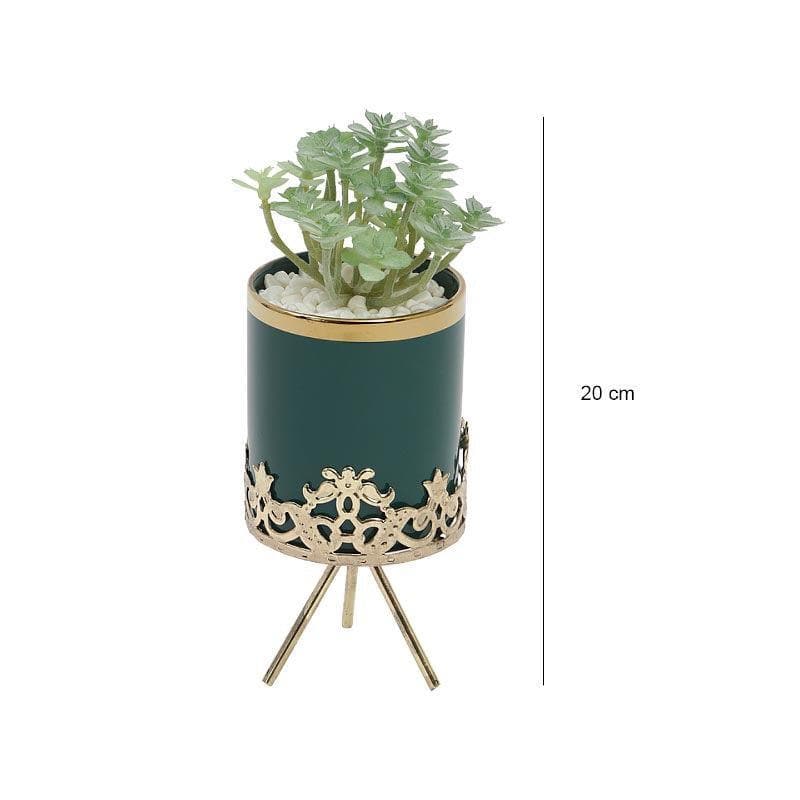 Faux Crassula In Blue Ceramic Pot - 20 cms media 5
