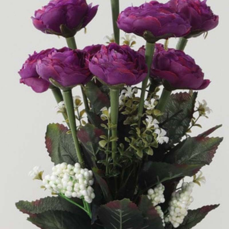 Artificial Camellia Rose Flower Bunch - Purple media 5