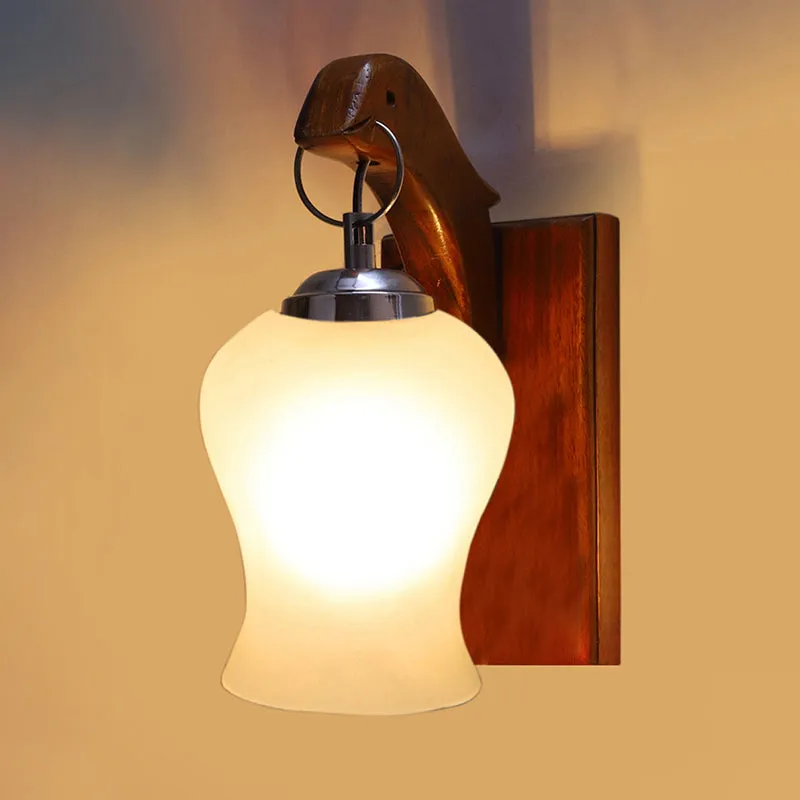 Estrella Glass & Wooden Wall Lamp media 5