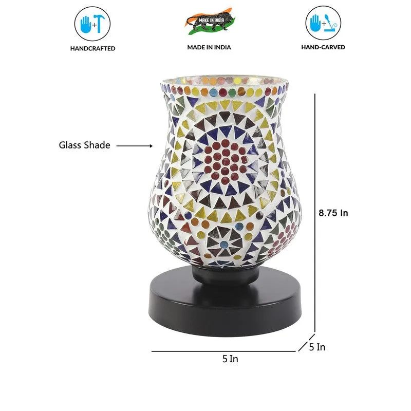 Lumeweave Mosaic Glass Wooden Table Lamp With Base - Multicolor media 8