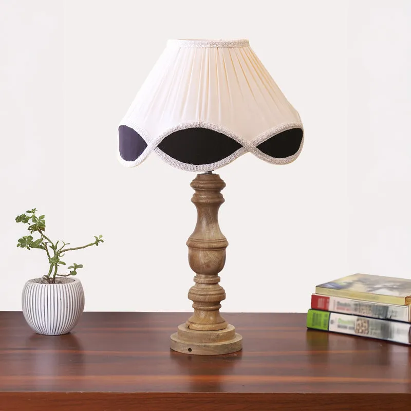 Valencia Carve Wooden Table Lamp - White,Brown media 3