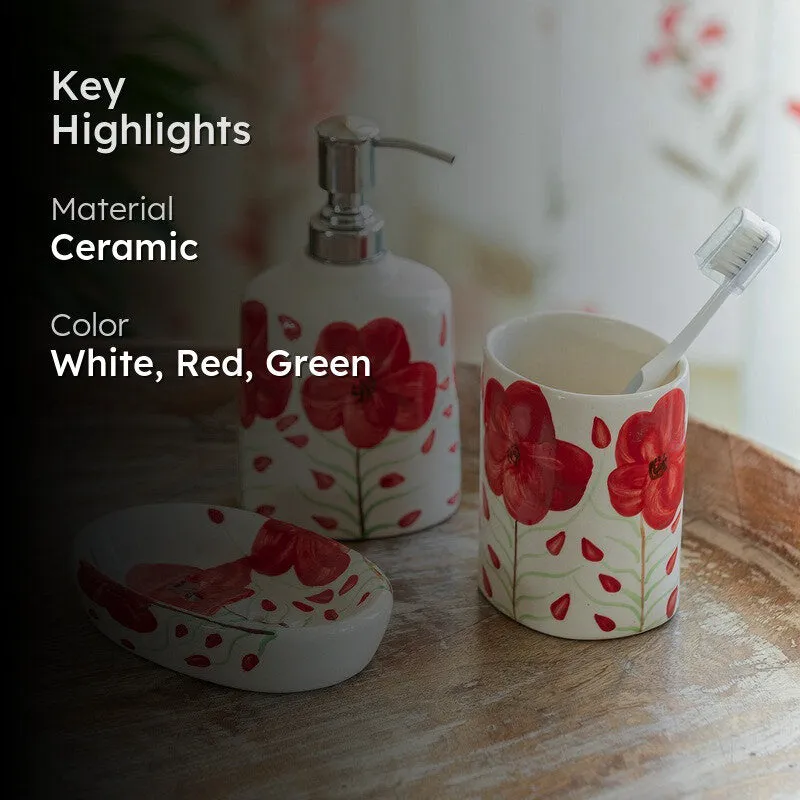 Scarlet Bloom Bathroom Set - Three Piece Set media 2