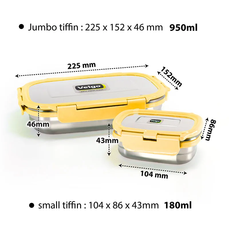 Delico Pack Yellow Lunch Box With Insulated Pouch (775 mL /150 mL) - Three Piece Set media 10