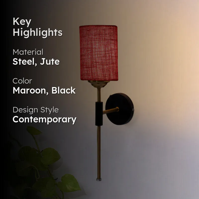 Beryll Cylindrical Jute Wall Lamp - Maroon media 2