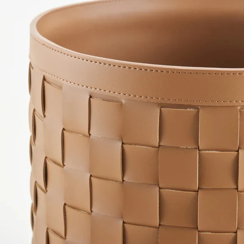 Storex Faux Leather Laundry Basket - Brown media 6
