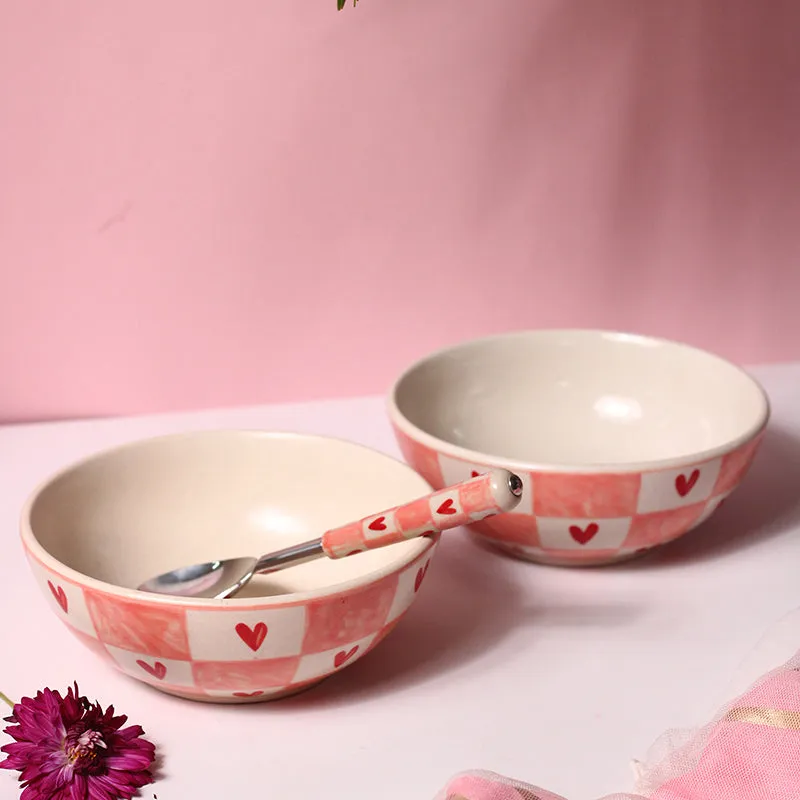 Heart Checkers Ceramic Snack Bowl - 300 mL media 3
