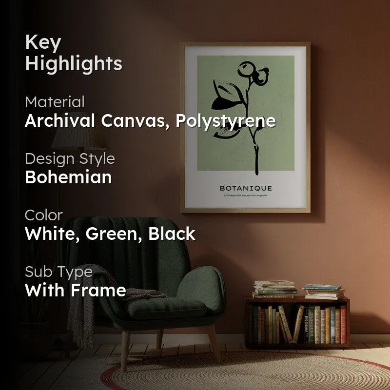 Floral Silhouette Canvas Wall Painting With Brown Frame media 2