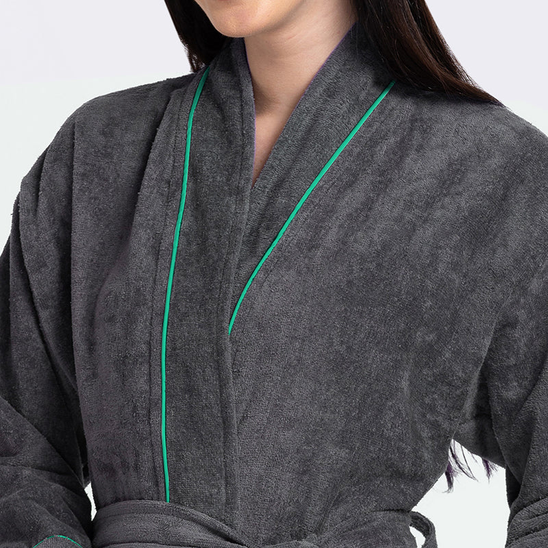 Nautica Cashmere Dreams Cotton Bath Robe - Dark Grey media 6