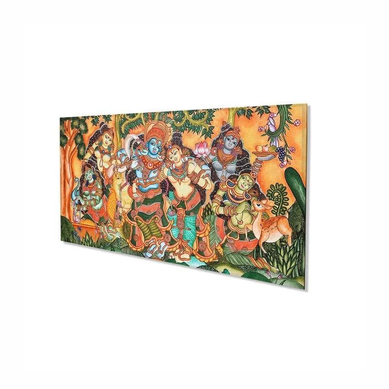 Krishna in Vrindavan Bliss Canvas Wall Painting media 4