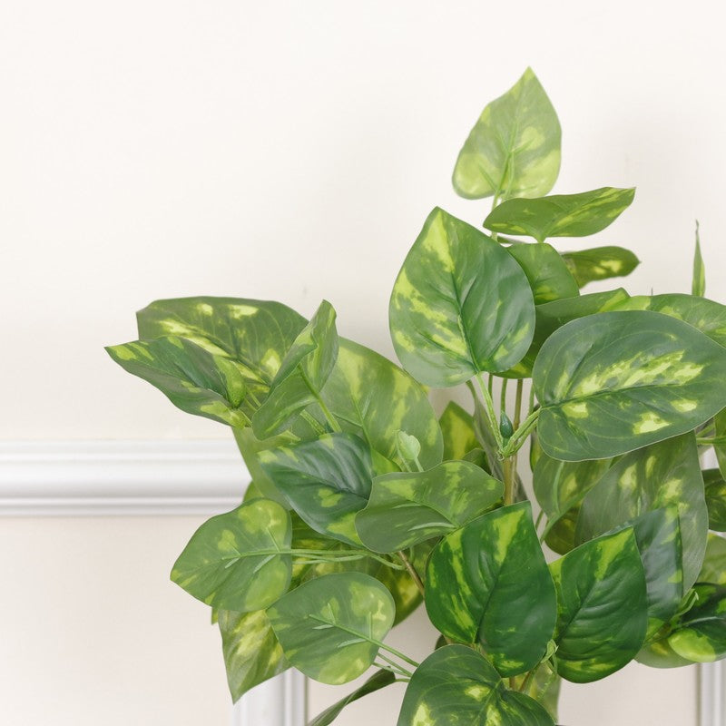 Artificial Pothos Plant With Black Fiber Pot (Green, Yellow) - 1 Feet media 6