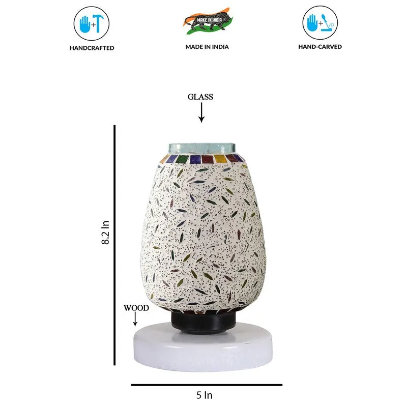 Glanex Glass Table Lamp With Wooden Base - Multicolor media 8