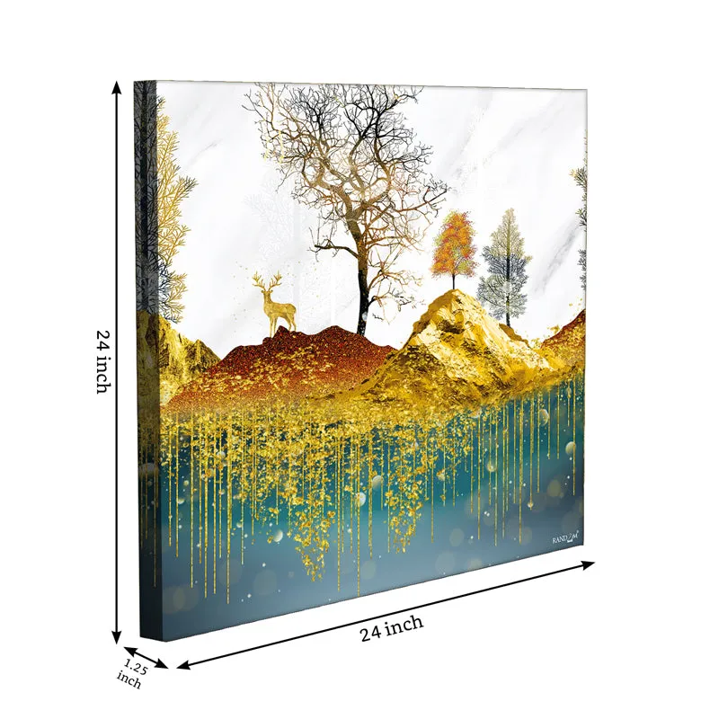 Golden Landscape Wall Painting media 8
