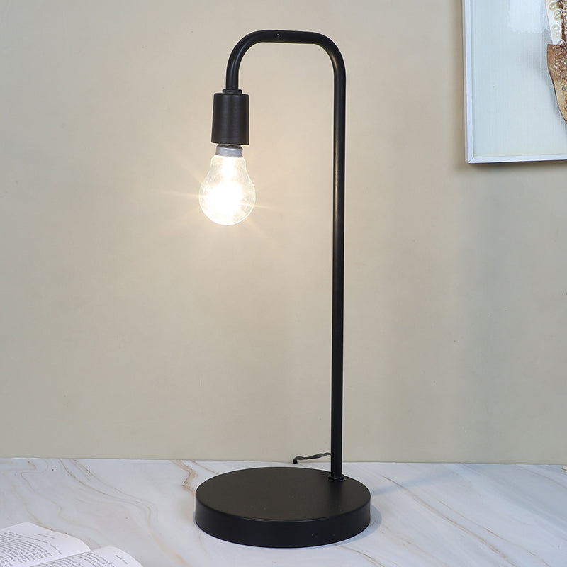 Amber Aura Solid Arched Iron Table Lamp - Black