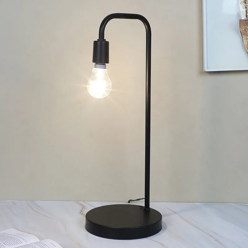 Amber Aura Solid Arched Iron Table Lamp - Black media 1