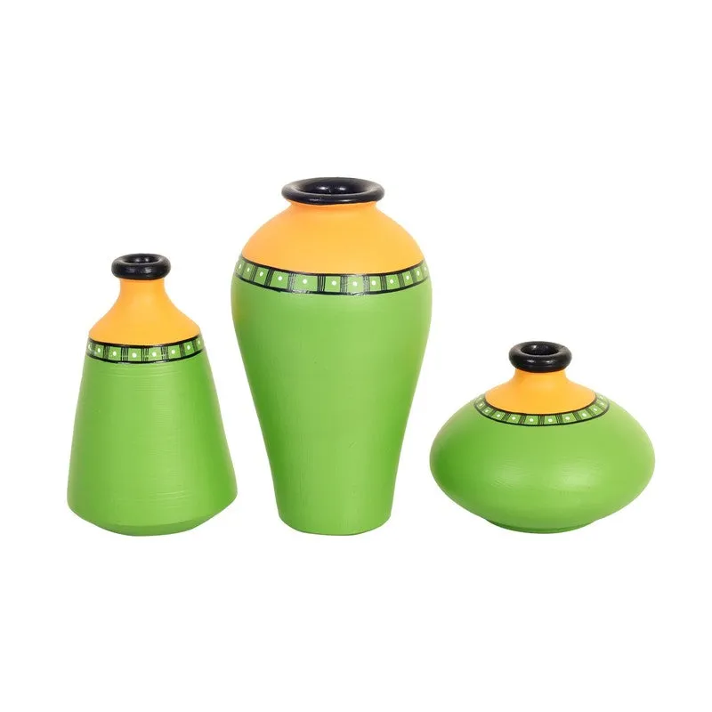 Verdora Green Handpainted Ceramic Vase - Set Of Three media 6