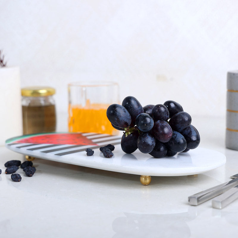 Swish Appetizer Printed (Marble,Brass) Marble Platter media 3