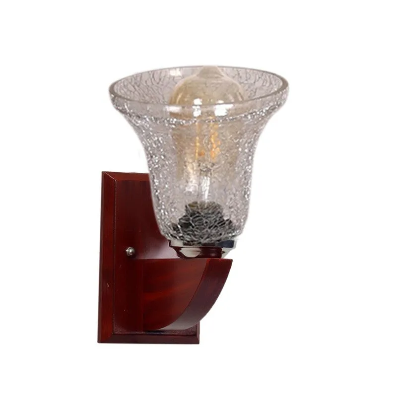 Crystal Flare Wooden Base Glass Wall Lamp media 6