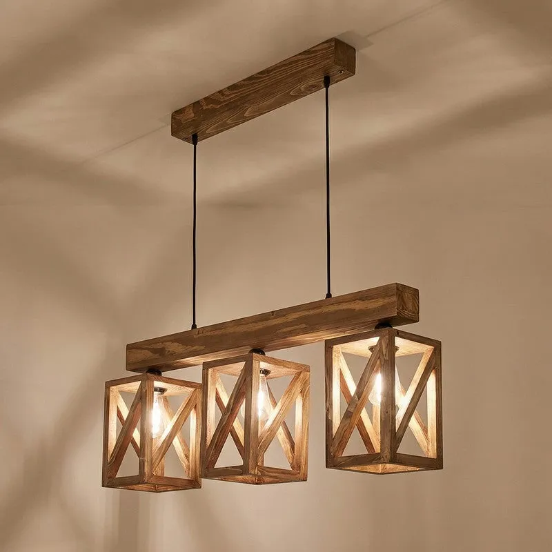 TriNest Wooden Ceiling Lamp - Brown media 5