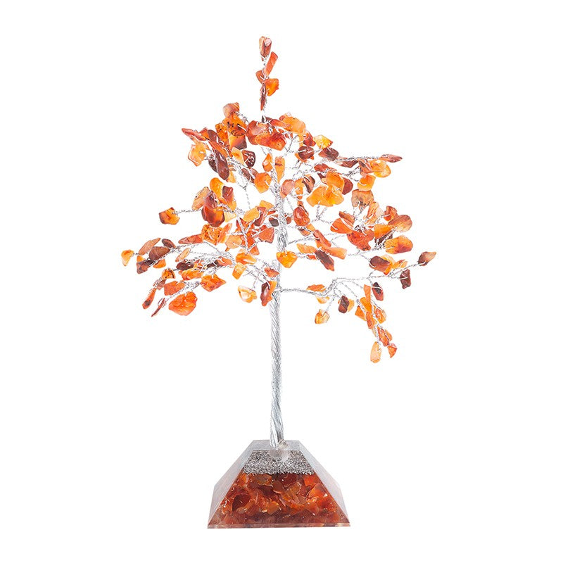 Chi Flow Handcrafted Agate Stone Tree Showpiece - Brown & Silver media 5