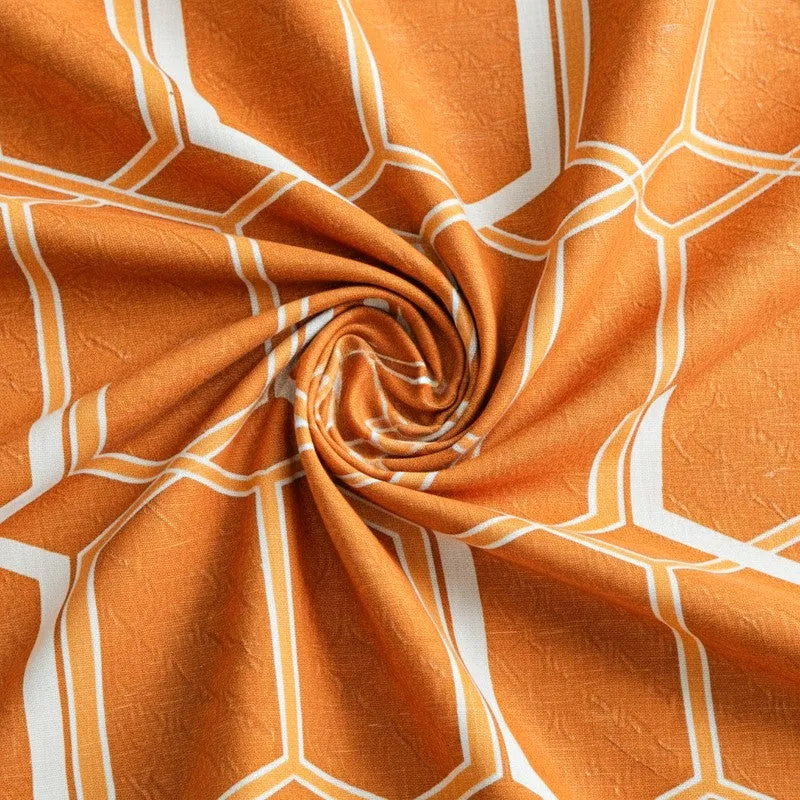 Hivescape Geometric Cotton Bedsheet (Warm Brown) - 200 TC media 5