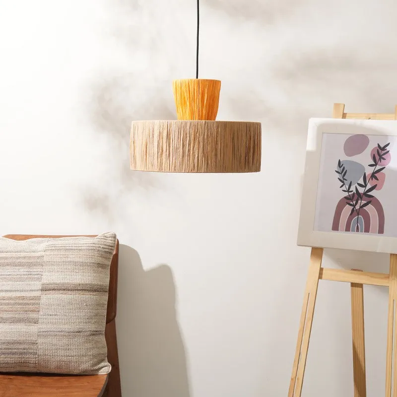 Fig Living Ombre Rattan Ceiling Lamp - Orange, Brown media 3