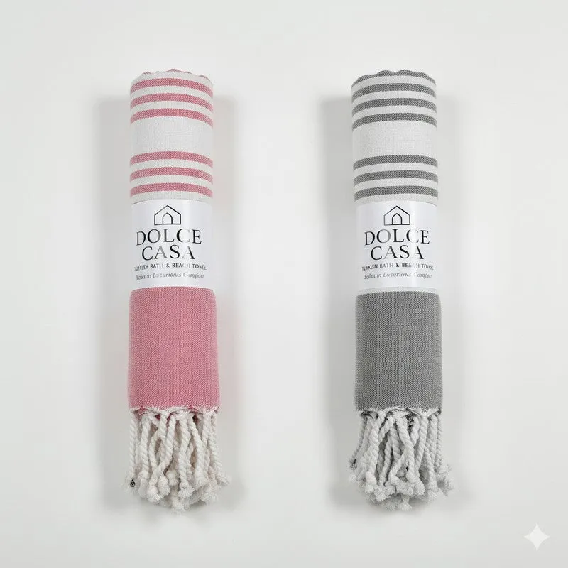 Loomera Striped Cotton Bath Towels (Pink & Grey) - Set Of Two media 7