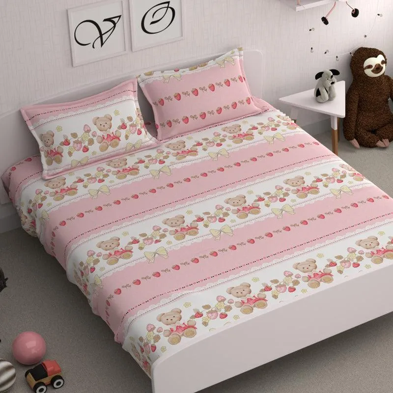 Teddy Love Printed Microfiber Bedsheet - 180 GSM media 3