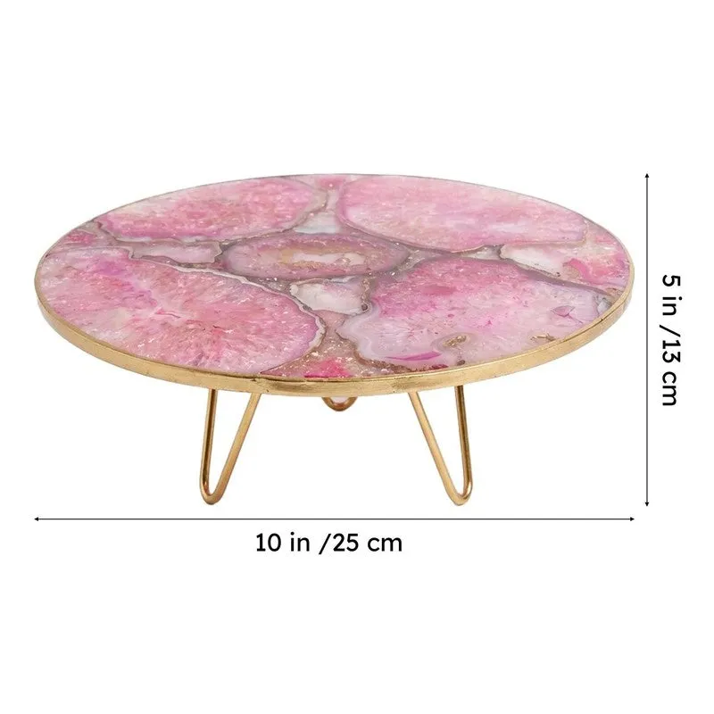 Myrla Handcrafted Agate Cake Stand - Pink media 6