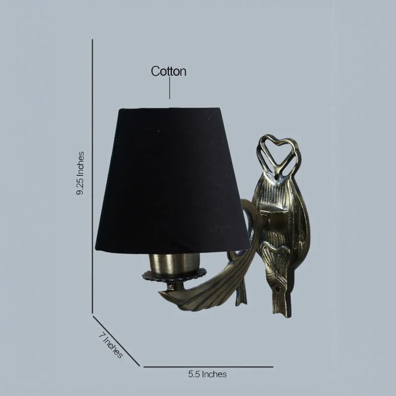 Love Gleam Atva Conical Fabric & Metal Wall Lamp - Black media 4