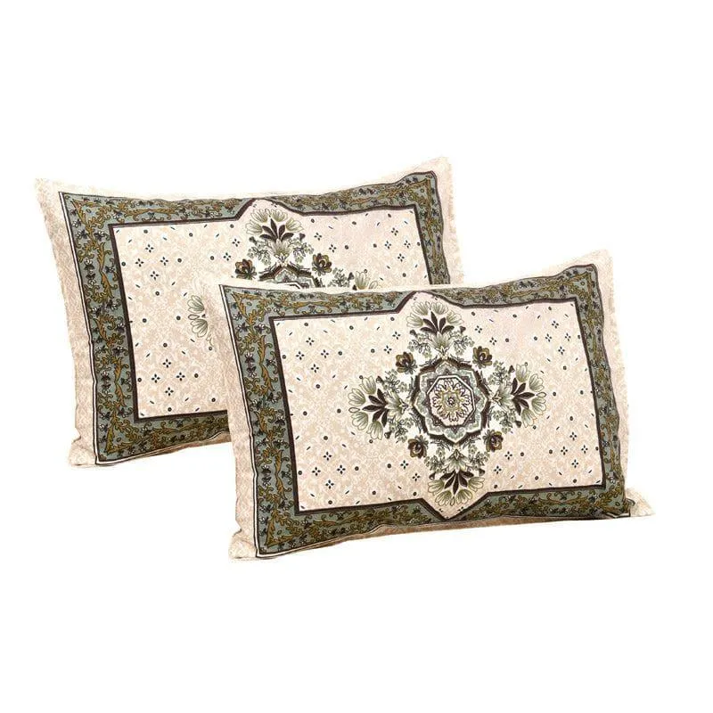 Sudrisha Ethnic Cotton Bedsheet (Beige) - 160 TC media 3