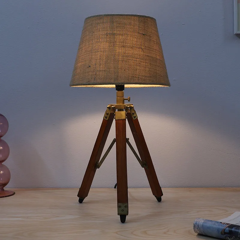 Tatami Fold Tripod Mango Wood Table Lamp - Brown media 1