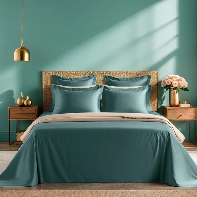 Moonweave Solid Cotton Bedsheet (Pine Green) - 400 TC media 4