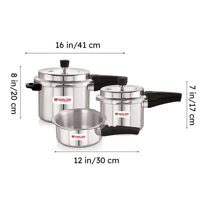Nirlon Pressure Cooker (5000 mL/3000 mL/2000 mL) -  Set Of Three media 8