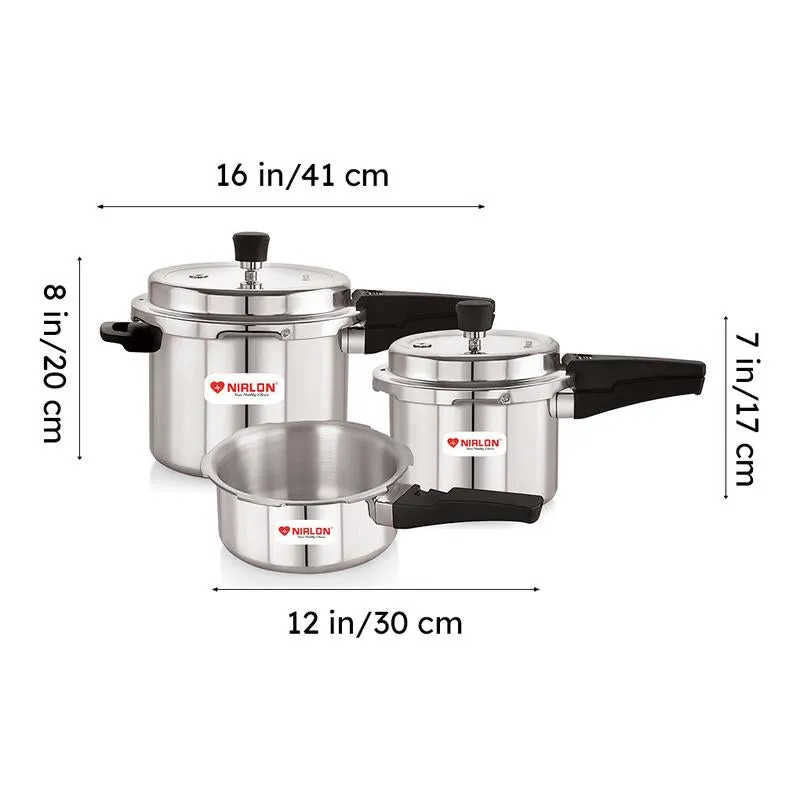 Nirlon Pressure Cooker (5000 mL/3000 mL/2000 mL) - Set Of Three media 8