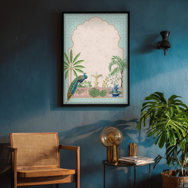 Gul-E-Peacock Framed Mughal Canvas Wall Painting media 5
