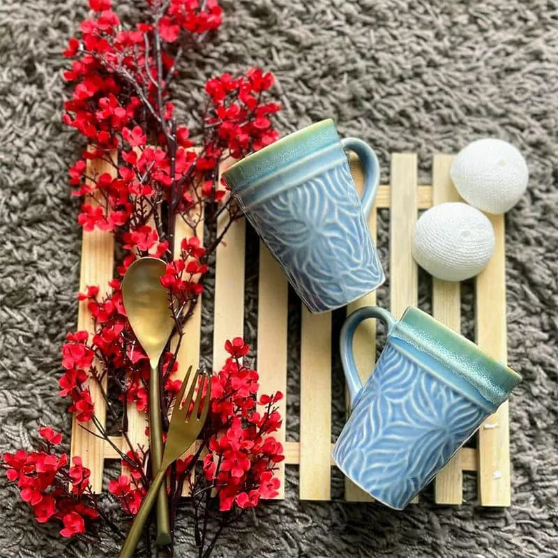 Mari-Mug-Light-Blue-Set-Of-Two Ceramic Coffee Mug (300 mL Each) - Set of Two media 1