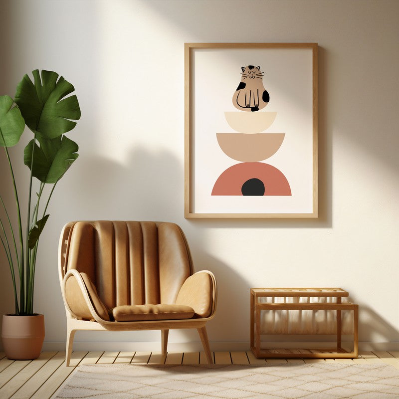 Whiskers Archival Canvas Wall Art - Natural Brown Frame