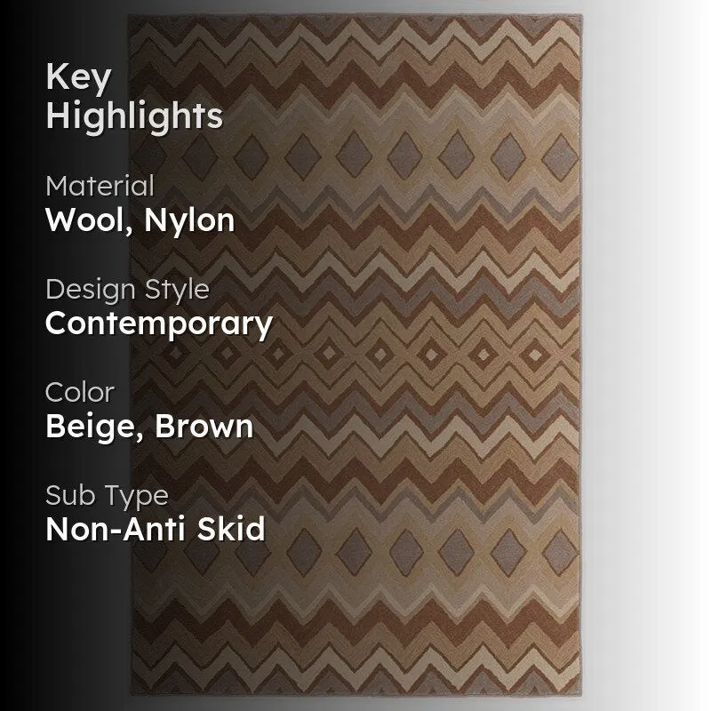 Shelob Hand Tufted Geometric Wool & Nylon Carpet - Brown media 2