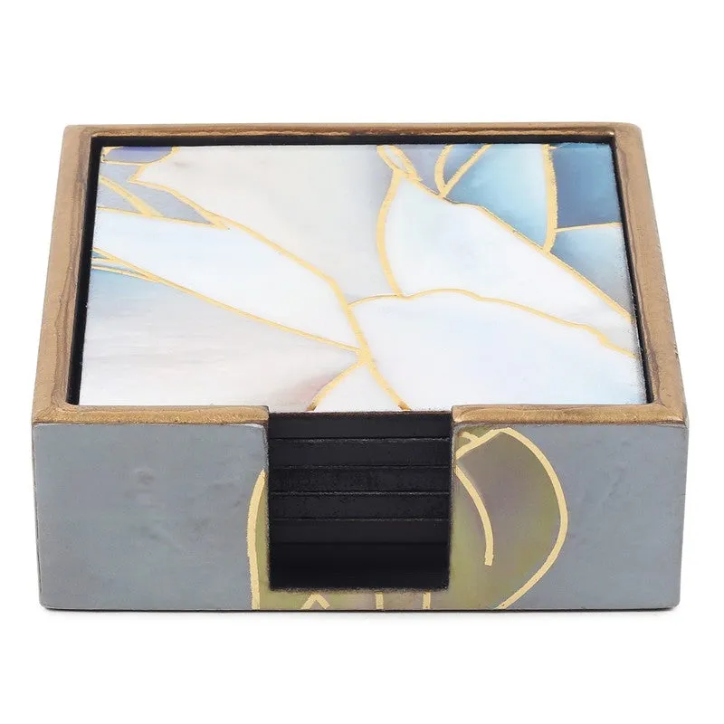 Rosy Wooden Coaster with Stand - Seven Piece Set media 4