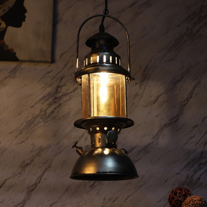 Colonial Style Lantern Iron Ceiling Lamp - Bronze