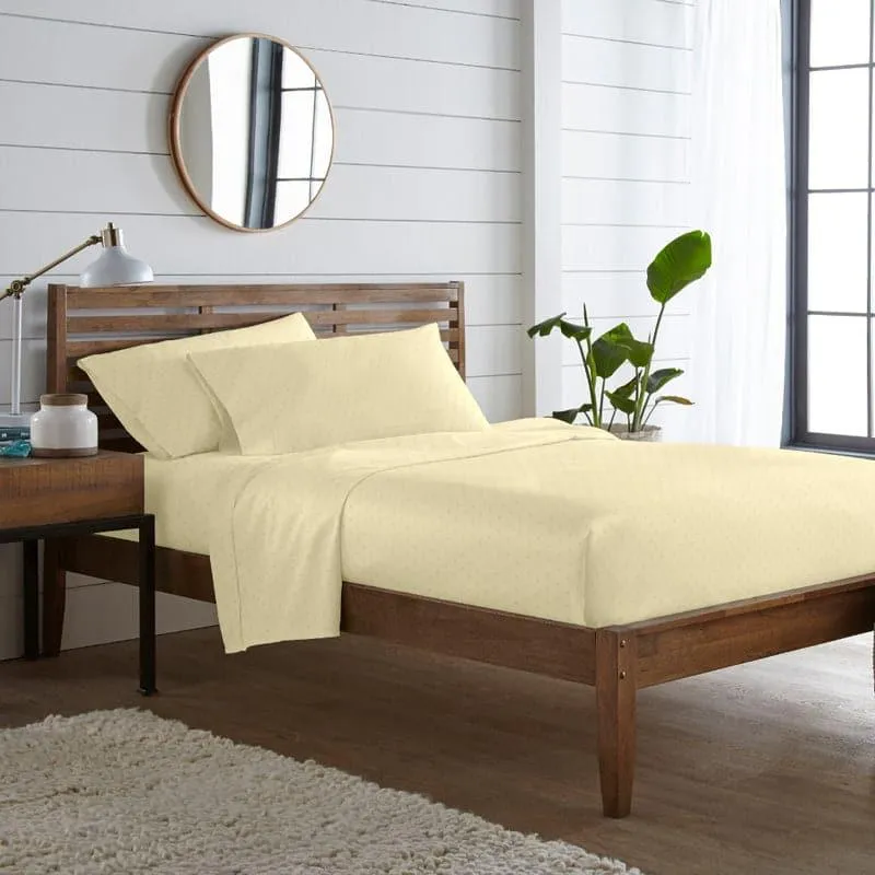 Azva Swiss Dot Cotton Bedsheet (Ivory) - 300 TC media 1