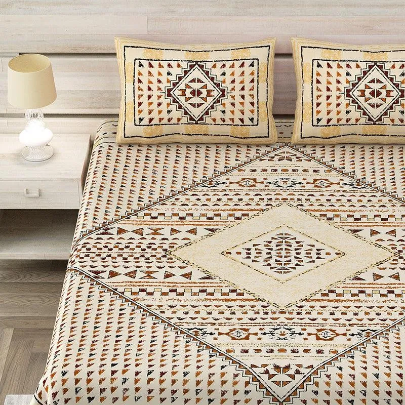 Gemin Printed Cotton Bedsheet (Yellow) - 160 TC media 3