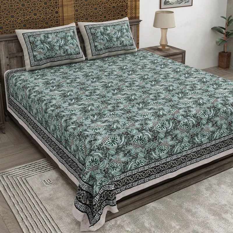 Shapeza Cotton Bedsheet (Green) - 240 TC media 1